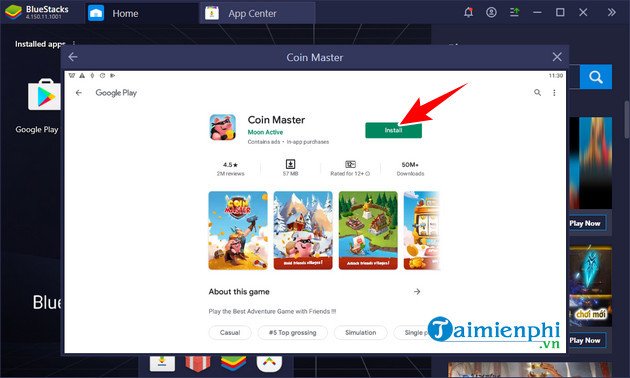 Mở Coin Master sau khi cài đặt