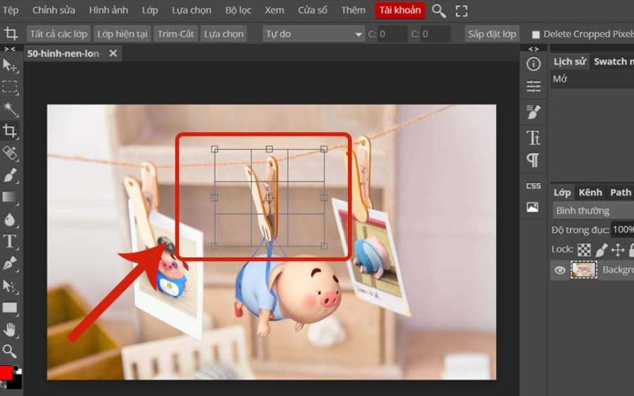 Người dùng đang chỉnh sửa ảnh trên Photoshop trên máy tính