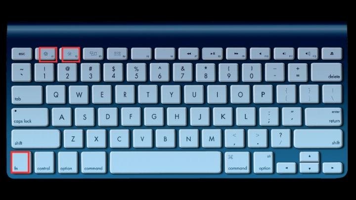 Nhấn Fn + F2 để tăng sáng màn hình