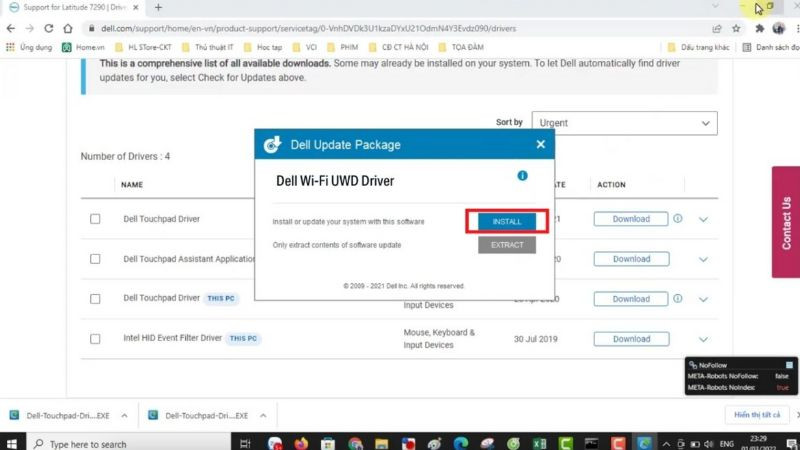 Nhấn Install để tiếp tục cài đặt driver Wifi