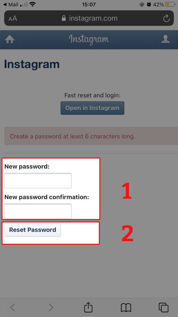 Nhập mật khẩu mới rồi chọn Reset Password