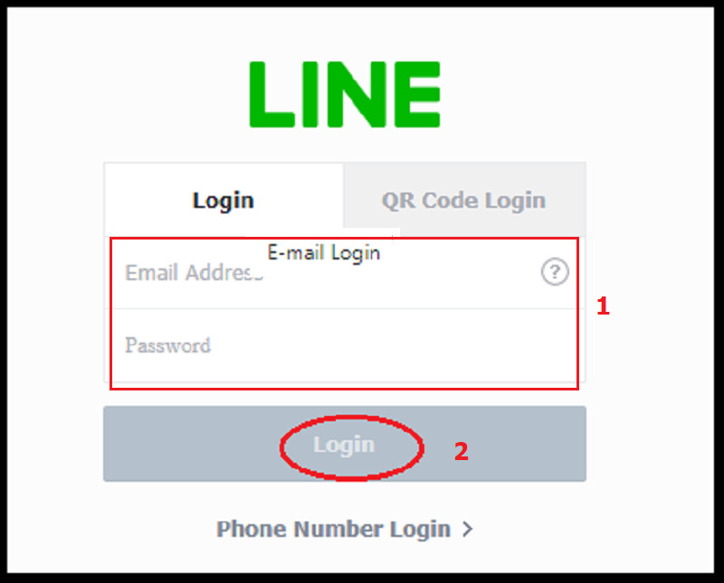 Nhập tài khoản Gmail và mật khẩu để đăng nhập Line trên máy tính
