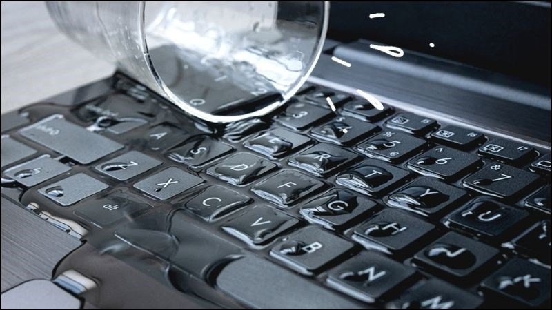 Nước đổ lên máy tính