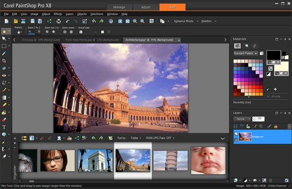 Giao diện Corel PaintShop Pro hỗ trợ chỉnh sửa ảnh chuyên nghiệp trên máy tính