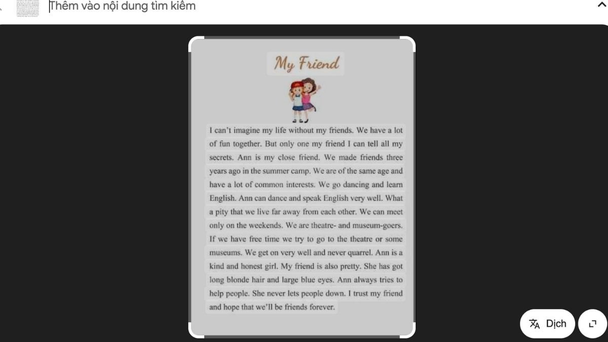 Google Lens hiển thị bản dịch hình ảnh trực tiếp trên màn hình máy tính