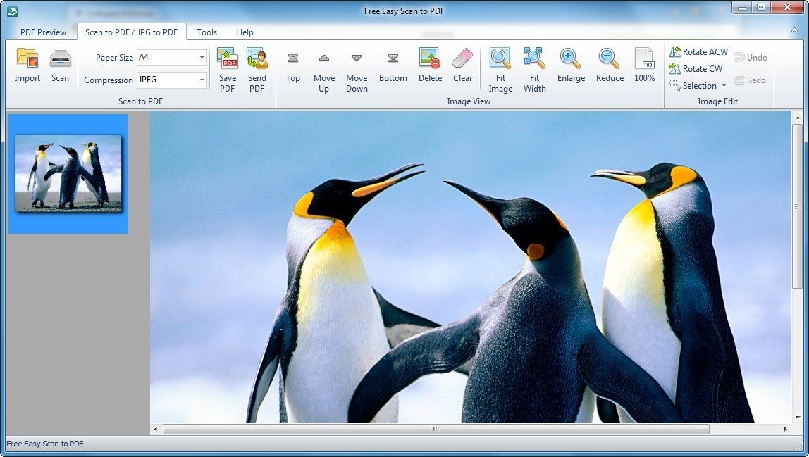 Giao diện đơn giản của Free Easy Scan to PDF khi scan văn bản trên máy tính