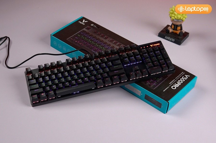 Bàn phím cơ Rapoo V500 Pro Black với Blue Switch cho cảm giác gõ tốt