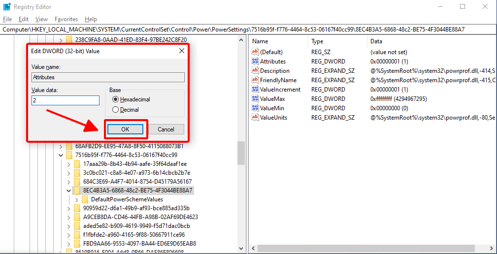 Thay đổi giá trị Attributes trong Registry