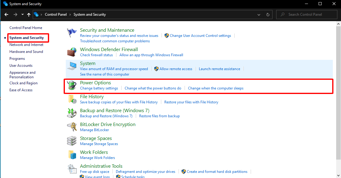 Thay đổi cài đặt gói nguồn