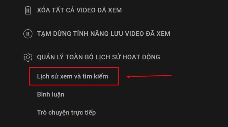 Quản lý lịch sử xem và tìm kiếm YouTube