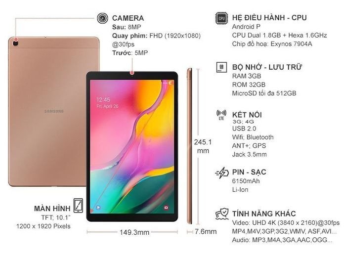 Hiệu năng mạnh mẽ của máy tính bảng Samsung Tab A 10.1 T515 khi chơi game