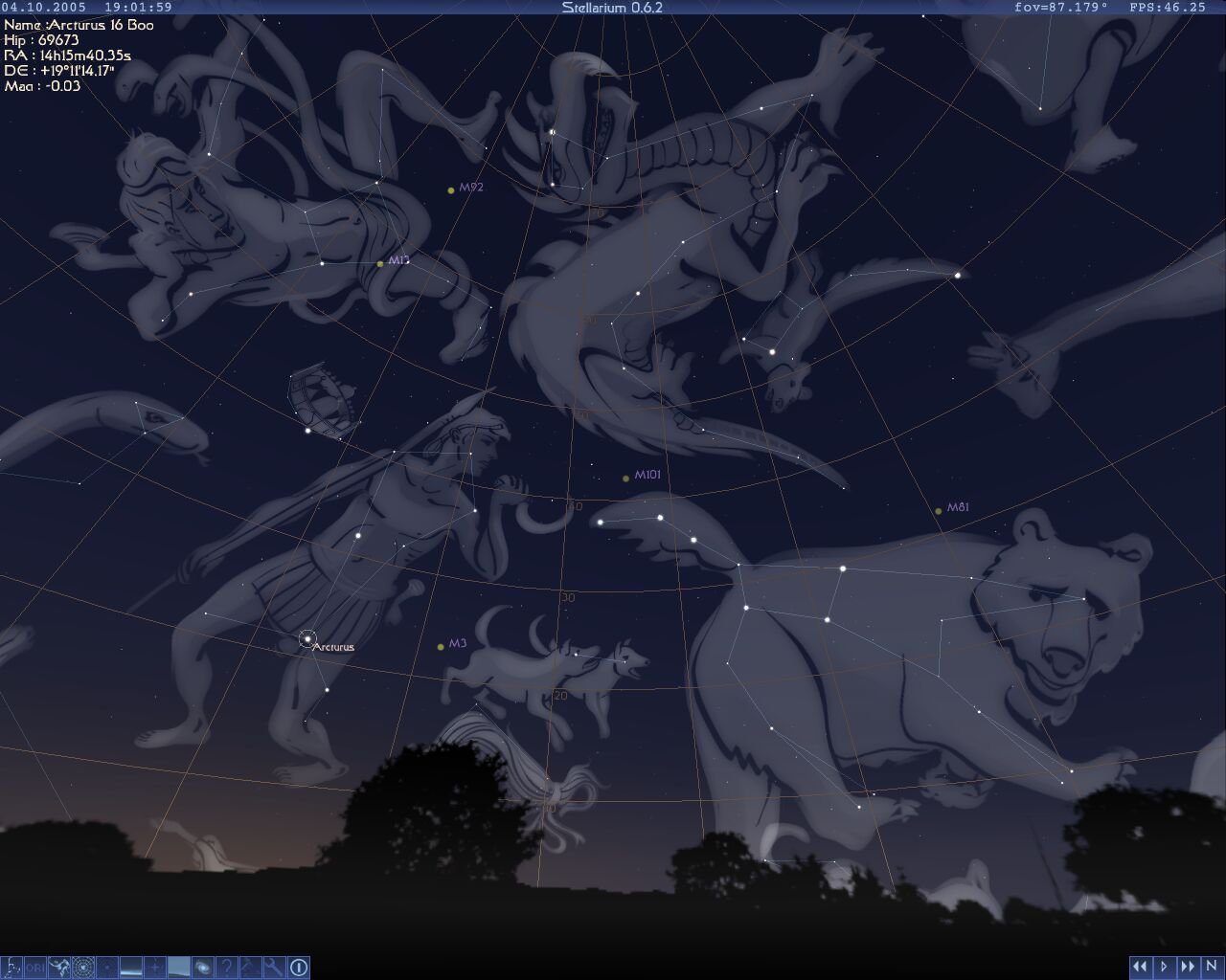 Stellarium mô phỏng chòm sao trên máy tính