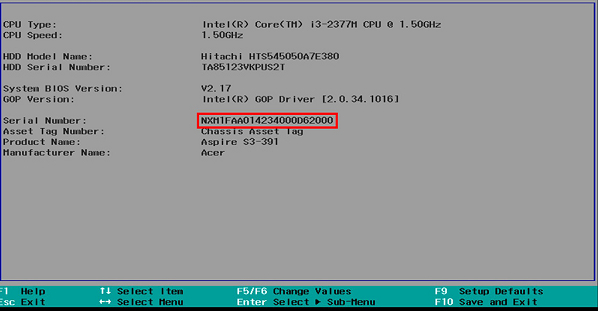 Kiểm tra đời máy tính bằng cách truy cập BIOS và tìm số Serial