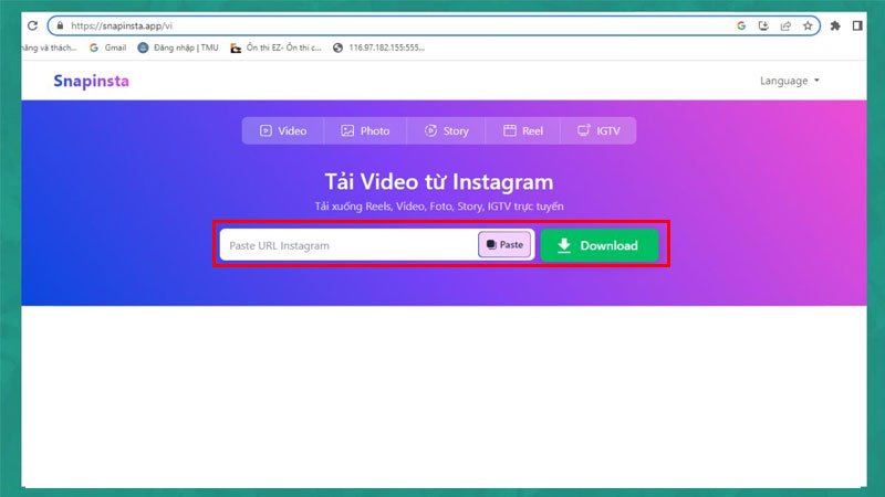 Truy cập Snapinsta trên máy tính để tải ảnh Instagram