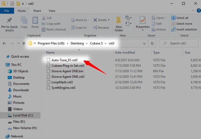 Dán file plugin Auto-Tune vào Cubase