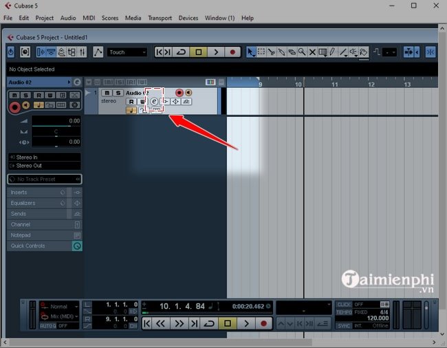Mở Cubase và chọn biểu tượng e