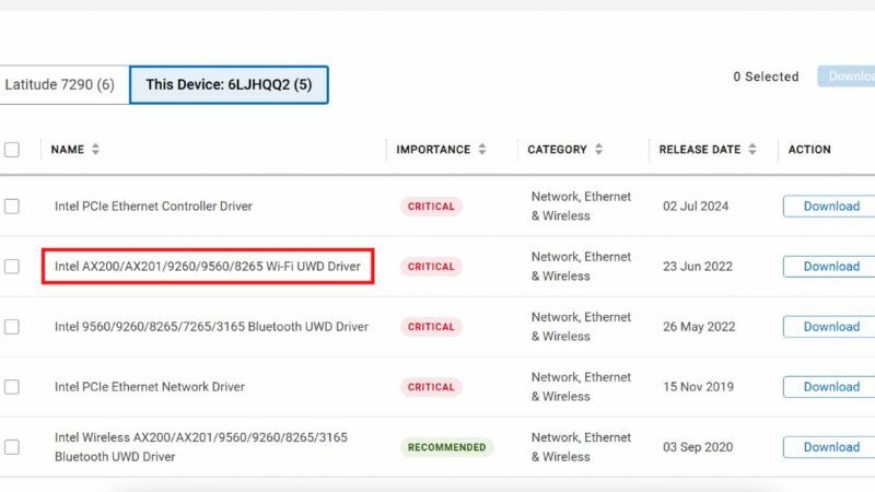 Tải driver Wifi từ website chính hãng