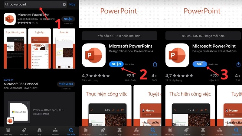 Giao diện App Store hiển thị ứng dụng Microsoft PowerPoint