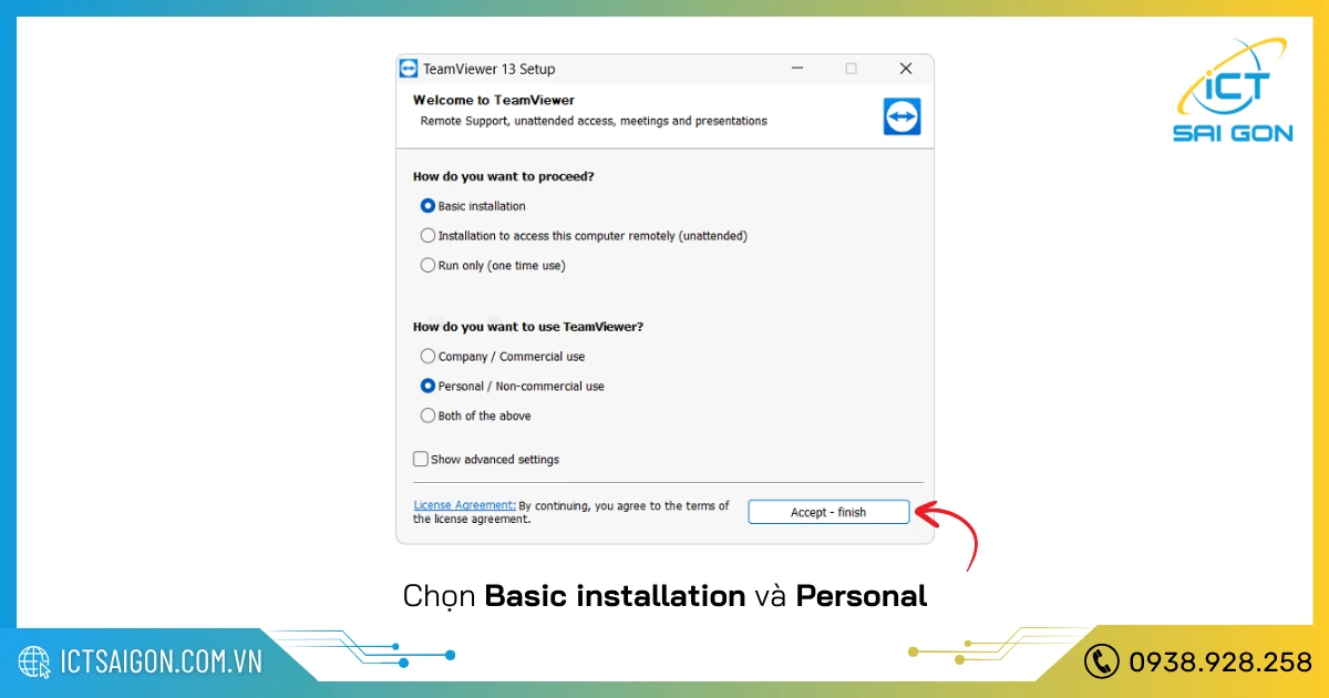 cách tải TeamViewer về máy tính - Chọn kiểu cài đặt TeamViewer 13