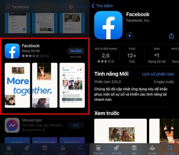 Xác nhận tải ứng dụng Facebook về iPhone