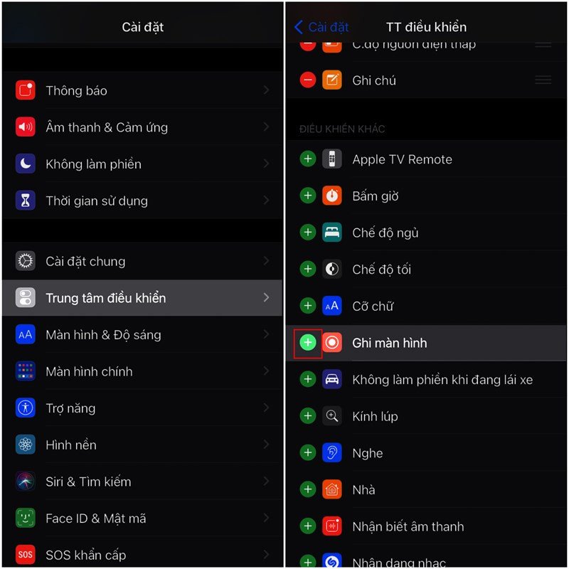 Thêm Ghi màn hình vào Trung tâm điều khiển trên iOS