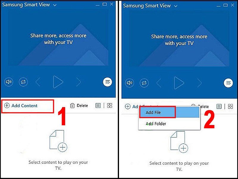 Thêm nội dung từ máy vi tính để chiếu lên tivi Samsung Smart TV