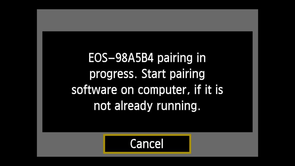 Thông báo máy ảnh Canon đang trong quá trình kết nối