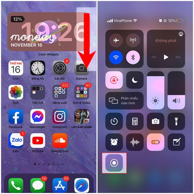 Thực hiện ghi màn hình trên iOS