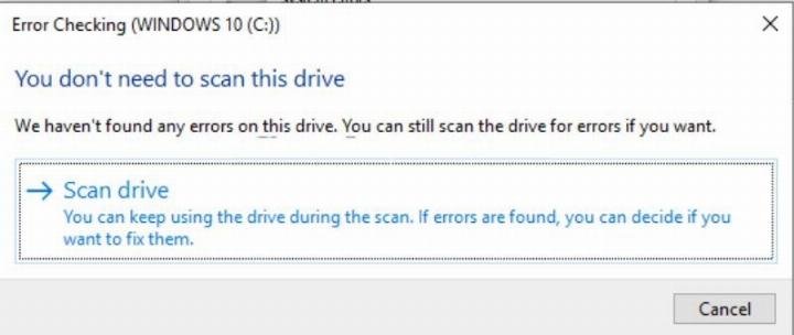 Thực hiện quét và sửa lỗi ổ đĩa Windows