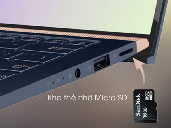 Khe cắm thẻ nhớ trên máy tính laptop