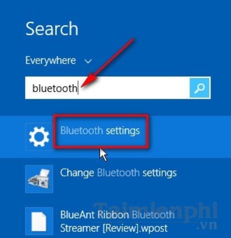 Tìm kiếm cài đặt Bluetooth trên Windows 8 Pro