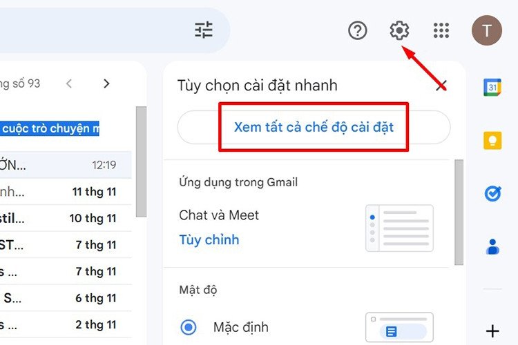 Truy cập cài đặt Gmail để tạo bộ lọc xóa email