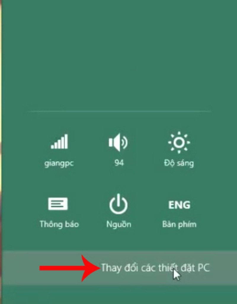 Truy cập cài đặt PC để kết nối loa Bluetooth trên Windows 8