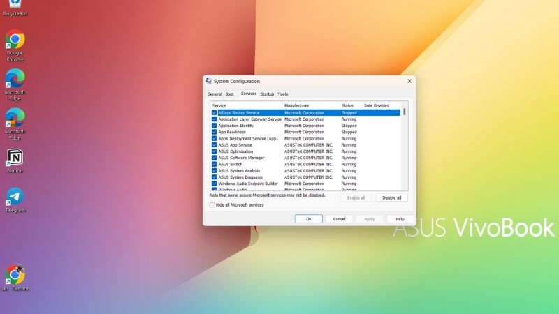 Vô hiệu hóa dịch vụ không cần thiết trong MSCONFIG để tăng tốc độ máy tính