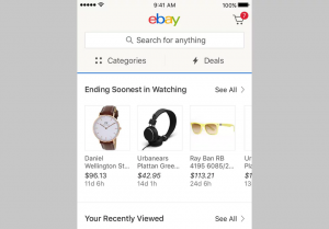 Menu ẩn trên ứng dụng di động của eBay