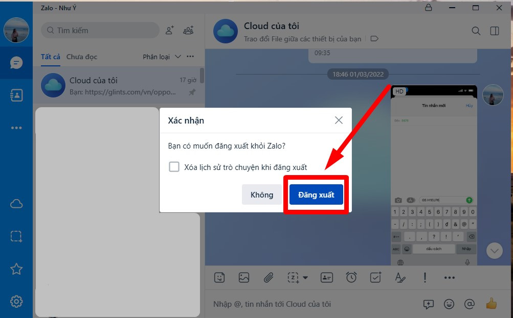 Xác nhận đăng xuất Zalo: Các bước đăng xuất Zalo trên máy tính