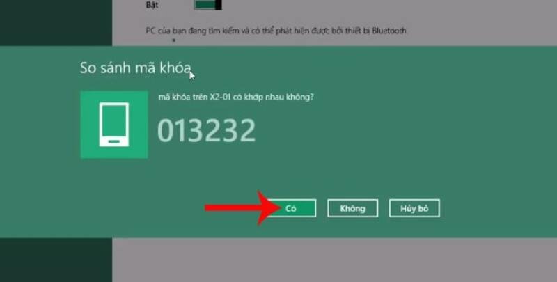 Xác nhận mã kết nối Bluetooth