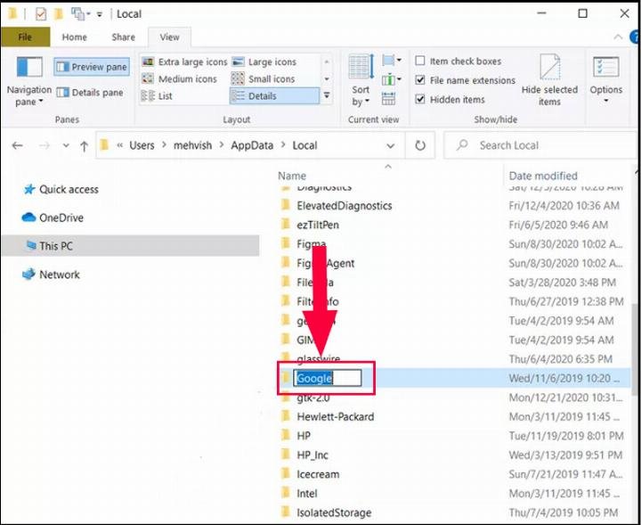 xóa thư mục dữ liệu Chrome