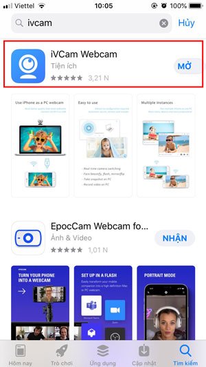 Tải và cài đặt ứng dụng iVCam trên điện thoại để dùng làm webcam