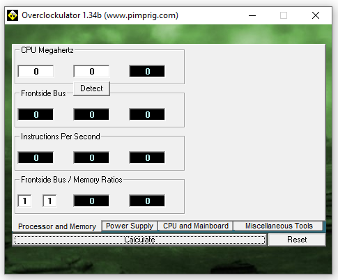 Giao diện Overclockulator ước tính điện năng máy tính