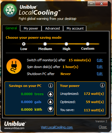 LocalCooling, phần mềm quản lý và giảm công suất tiêu thụ điện của máy tính