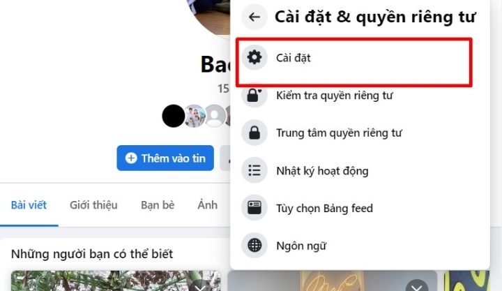 Xóa Tài Khoản Facebook Trên Máy Tính - Chọn Thông tin của bạn
