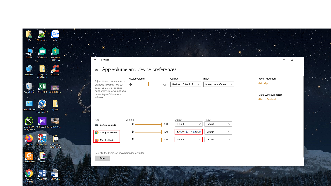 Thiết lập Firefox phát ra tai nghe