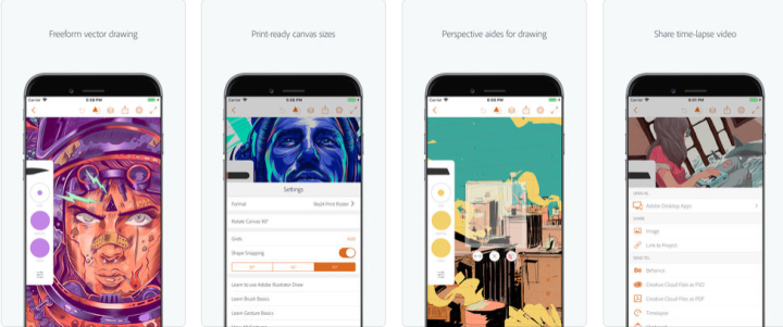 Giao diện phần mềm đồ họa vector trên máy tính để vẽ và chỉnh sửa ảnh chuyên nghiệp, tương tự Adobe Illustrator Draw.