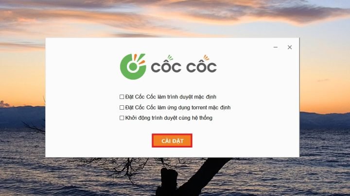 Màn hình cài đặt Cốc Cốc Win 10