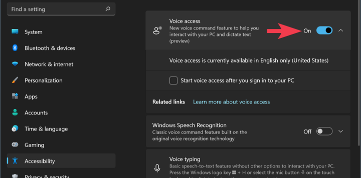 Thiết lập Voice Access lần đầu: Tải gói ngôn ngữ và thiết lập micro để bật máy tính bằng giọng nói