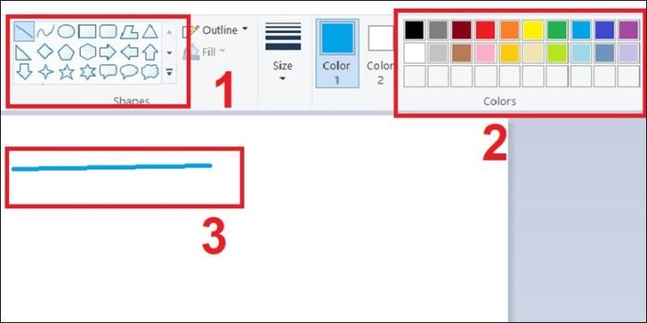 Thao tác vẽ đường thẳng và đường cong đơn giản trong Paint