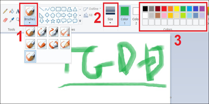 Khám phá các nét vẽ đa dạng với công cụ Brushes trong Paint