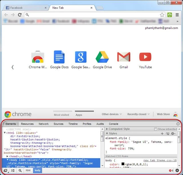 Giao diện tùy chỉnh chế độ duyệt web mobile trên máy tính trong Chrome Developer Tools