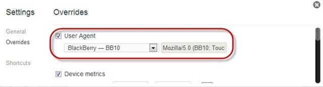 Tùy chọn User Agent và Device metrics để tùy chỉnh chế độ duyệt web mobile trên máy tính